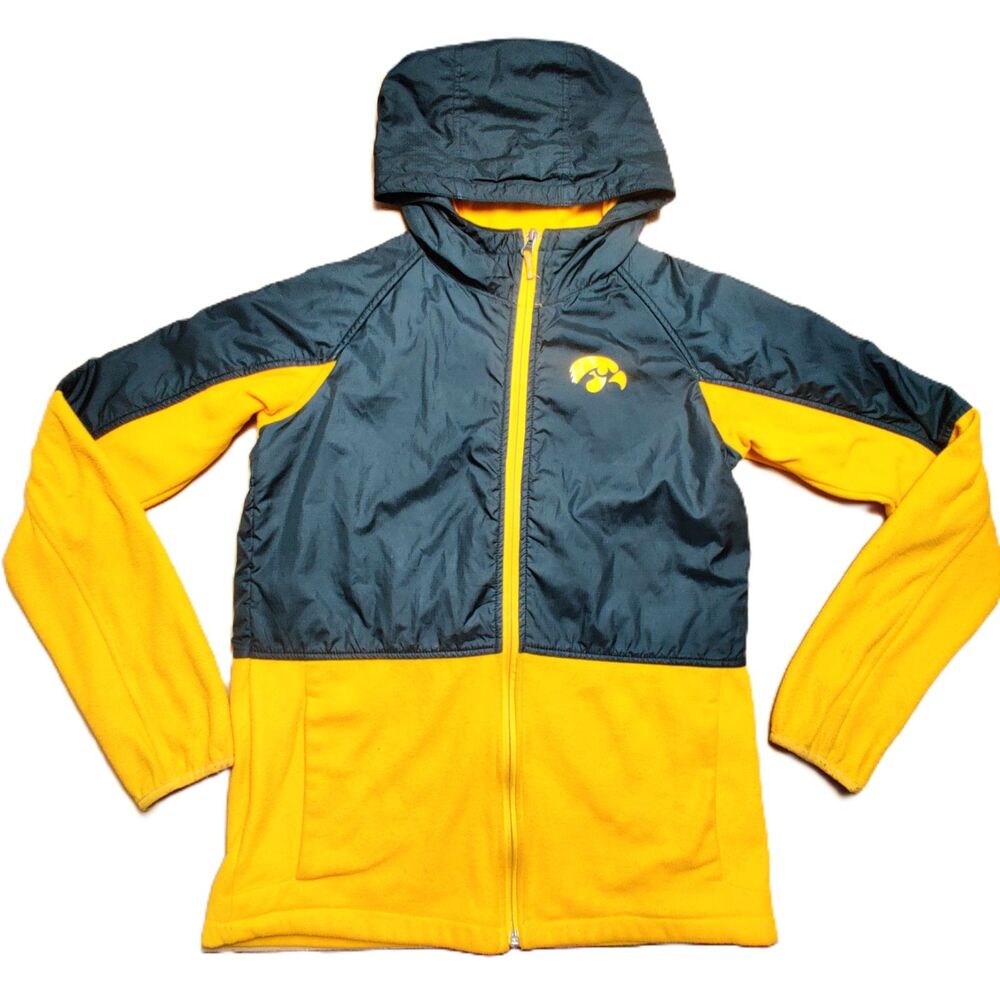 Columbia Iowa Hawkeyes Full Zip Hooded Fleece Jacket Yellow Black XL Omni-Shield
